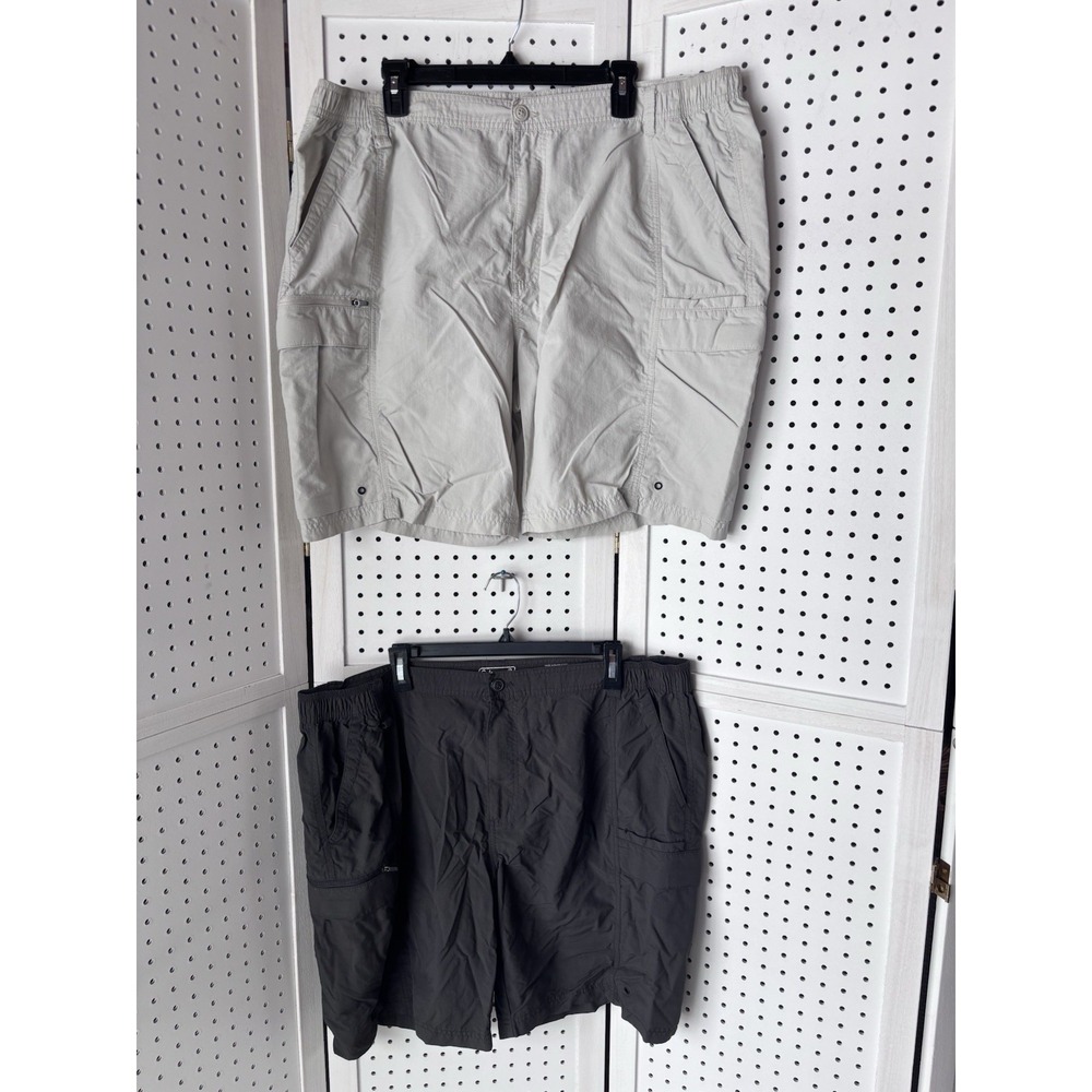 LOT/2 Coleman Men's‎ XXL 44-46 Nylon Cargo Shorts Beige / Dark Gray